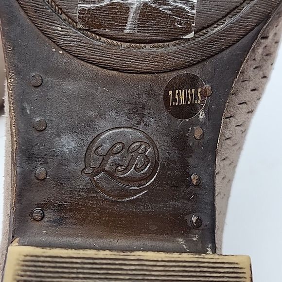 Lucky Brand Ankle Bootie Boot Tan Suede 1.5" Heel Women's 7.5 Shoe Perforated - Picture 12 of 16